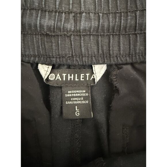 Athleta Size L Retreat Wide Leg Mid Rise Linen Pants Black 851038 Large - Picture 6 of 11